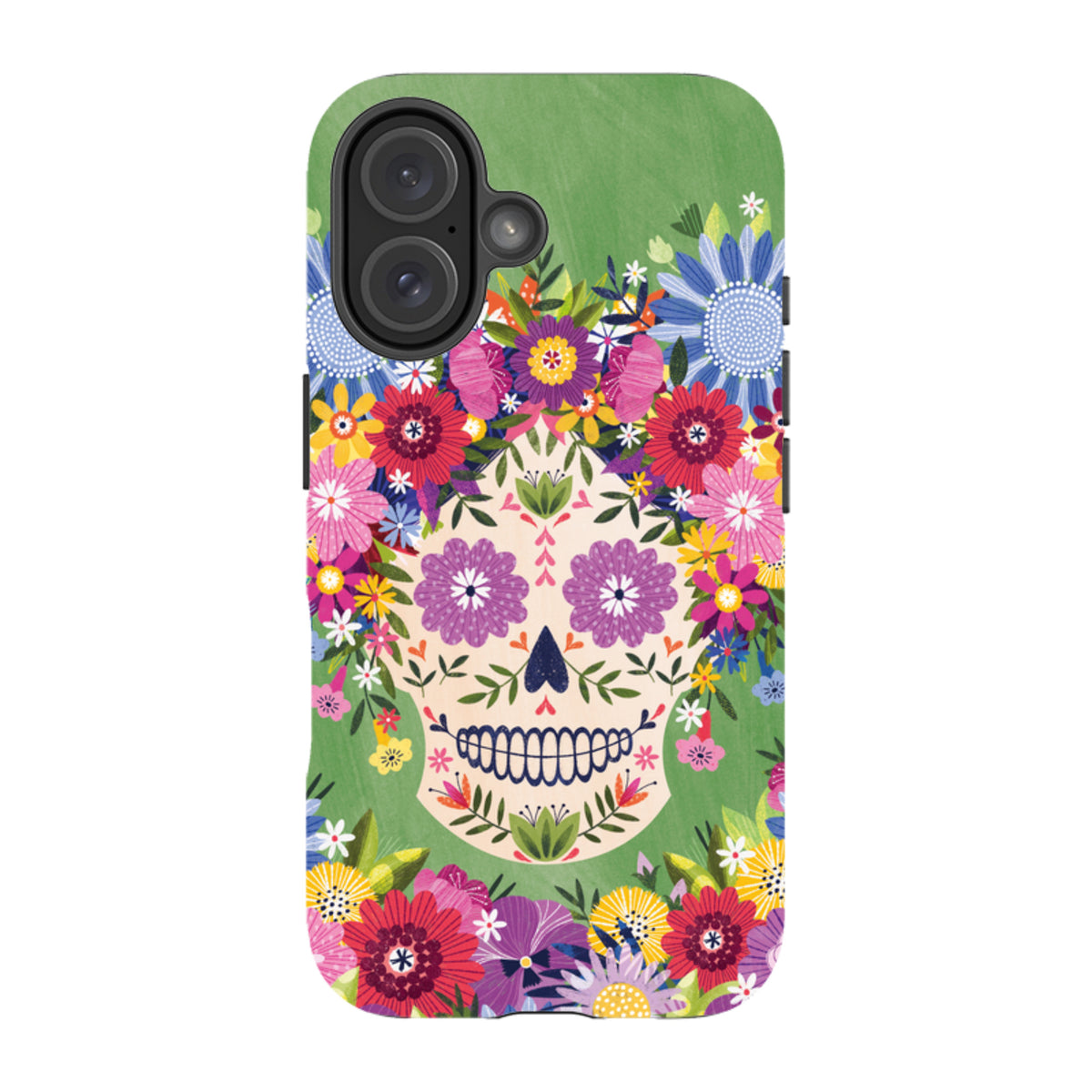 iPhone Tough Case - Sugar Skull Green By Ali Brookes