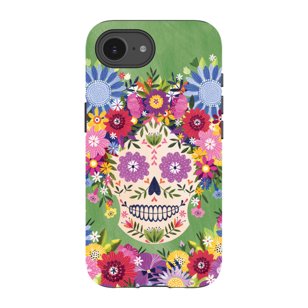 iPhone Tough Case - Sugar Skull Green By Ali Brookes