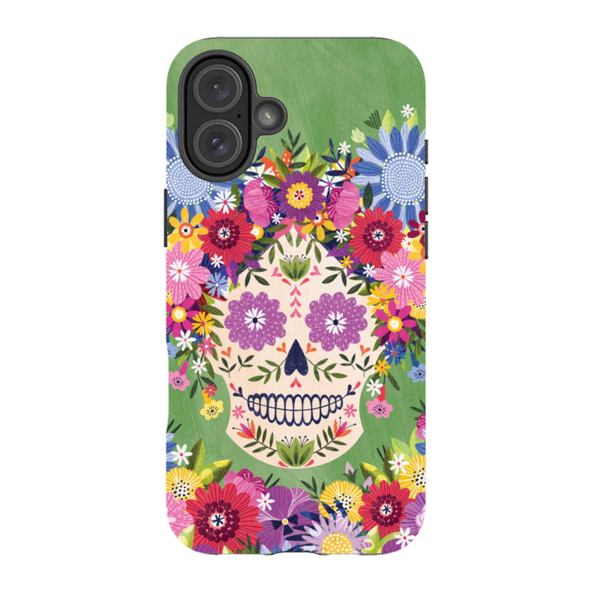 iPhone Tough Case - Sugar Skull Green By Ali Brookes