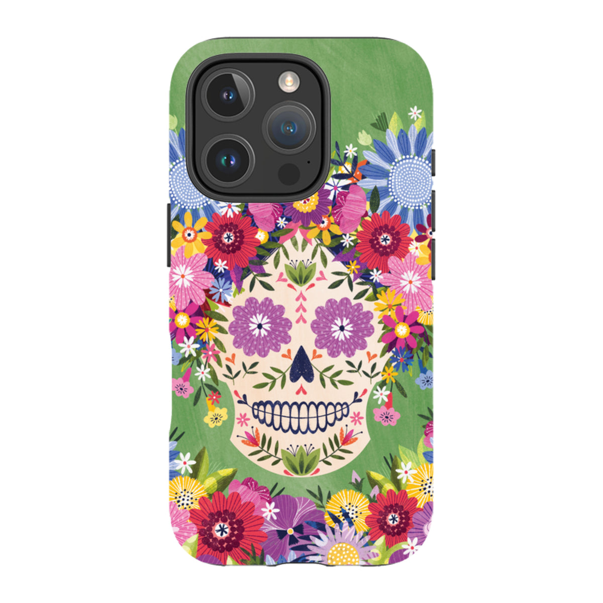 iPhone Tough Case - Sugar Skull Green By Ali Brookes