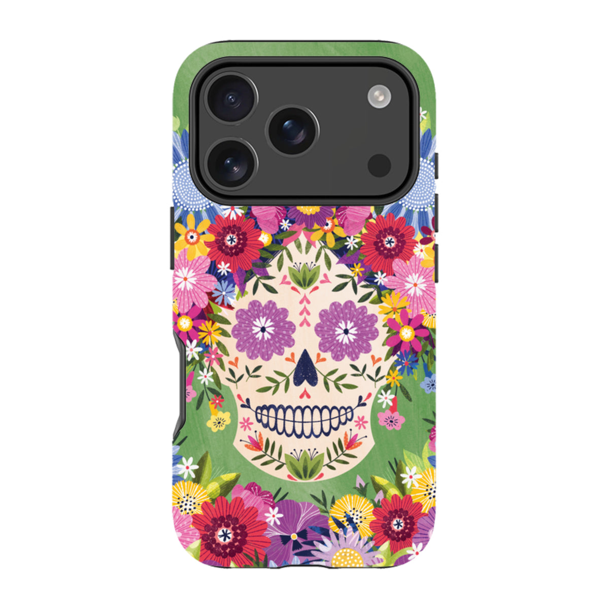 iPhone Tough Case - Sugar Skull Green By Ali Brookes