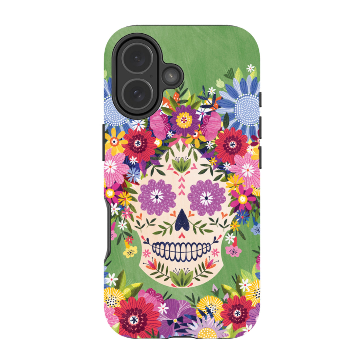 iPhone Tough Case - Sugar Skull Green By Ali Brookes