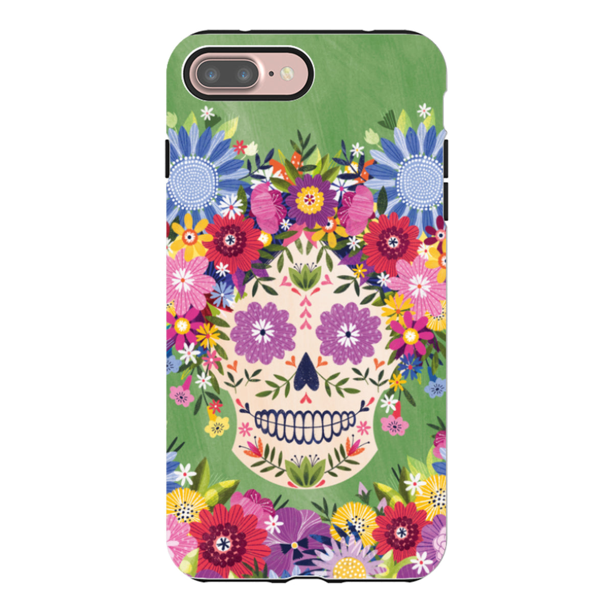 iPhone Tough Case - Sugar Skull Green By Ali Brookes