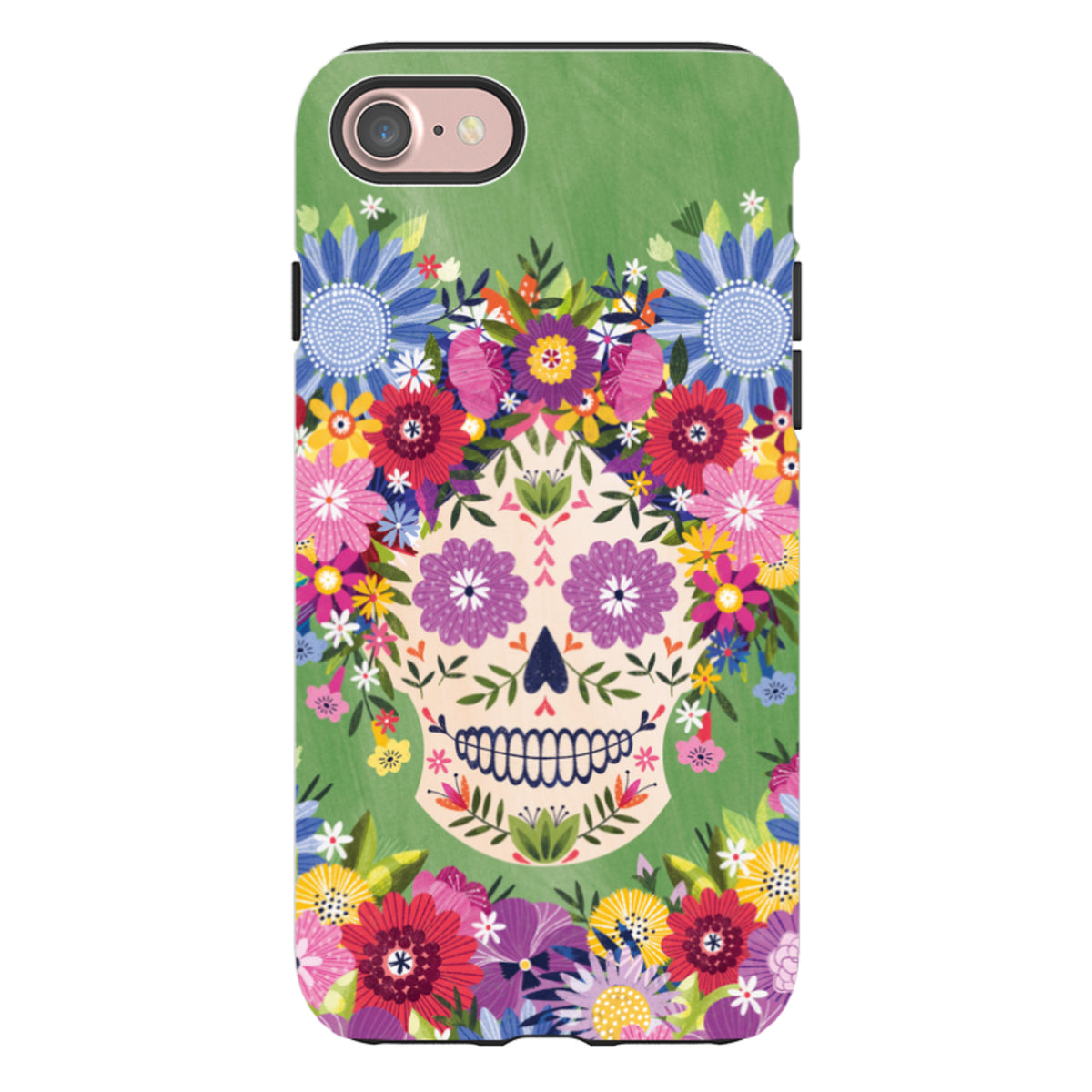 iPhone Tough Case - Sugar Skull Green By Ali Brookes