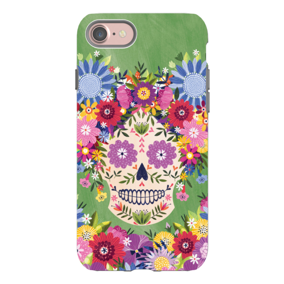 iPhone Tough Case - Sugar Skull Green By Ali Brookes