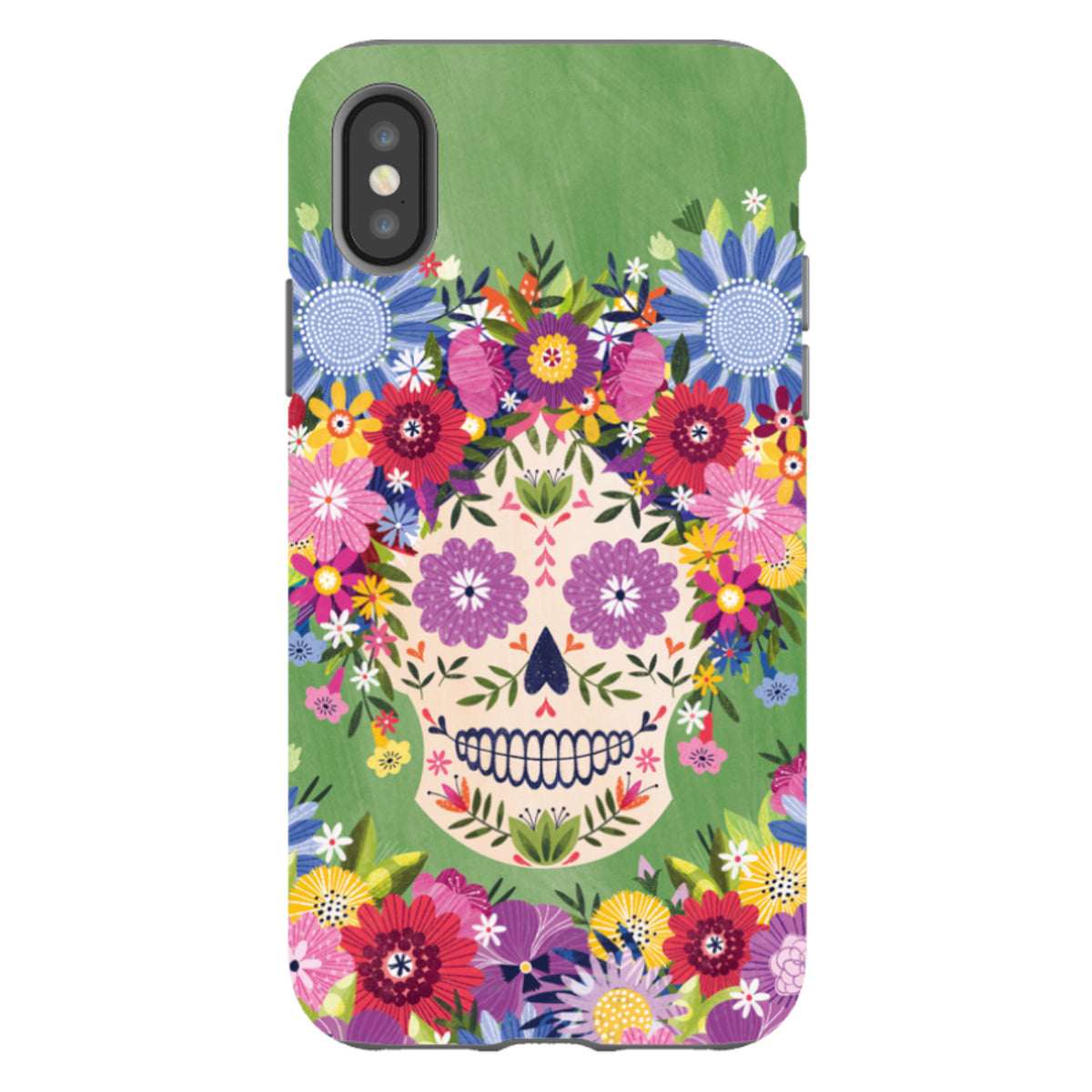 iPhone Tough Case - Sugar Skull Green By Ali Brookes