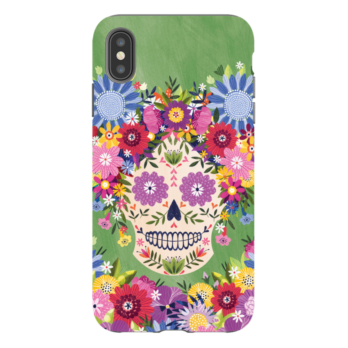 iPhone Tough Case - Sugar Skull Green By Ali Brookes