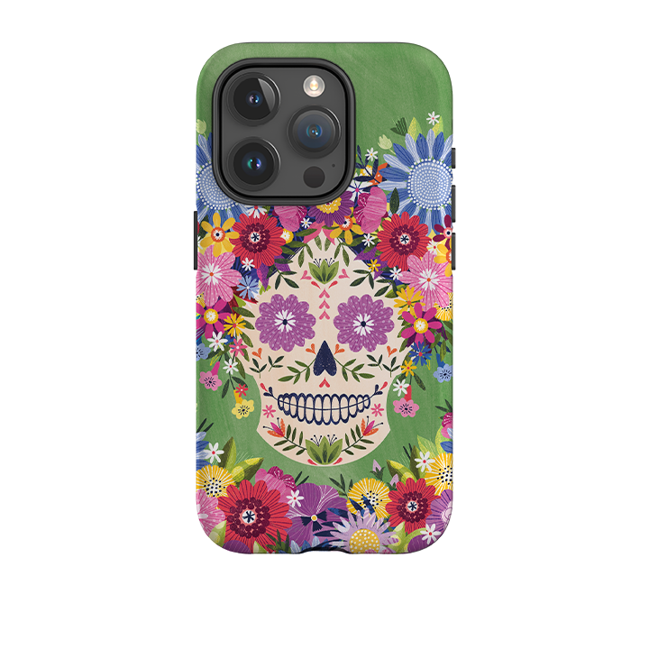 iPhone Tough Case - Sugar Skull Green By Ali Brookes