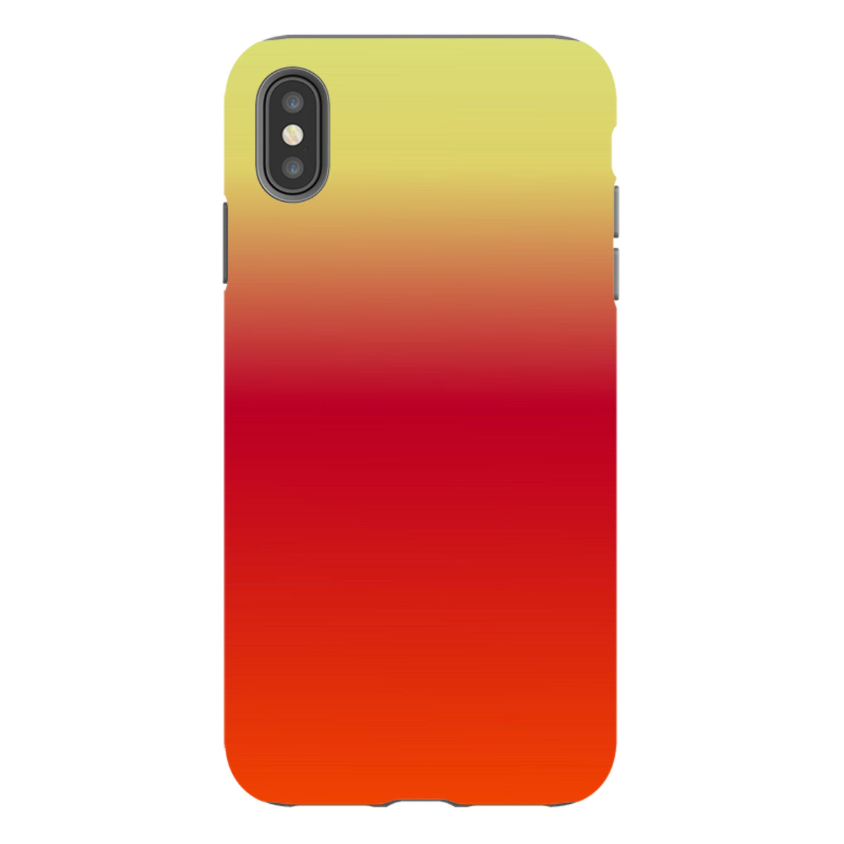 iPhone tough case featuring a vibrant yellow to orange and red gradient design by Kitty Joseph.