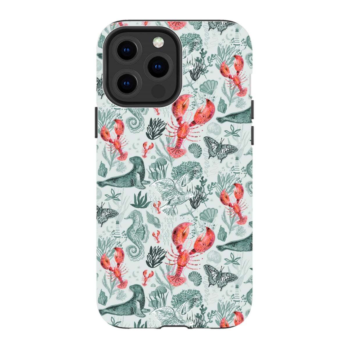 iPhone Tough Case – Türkisfarbene Robben und bezaubernde Hummer von Emma Frances Grant
