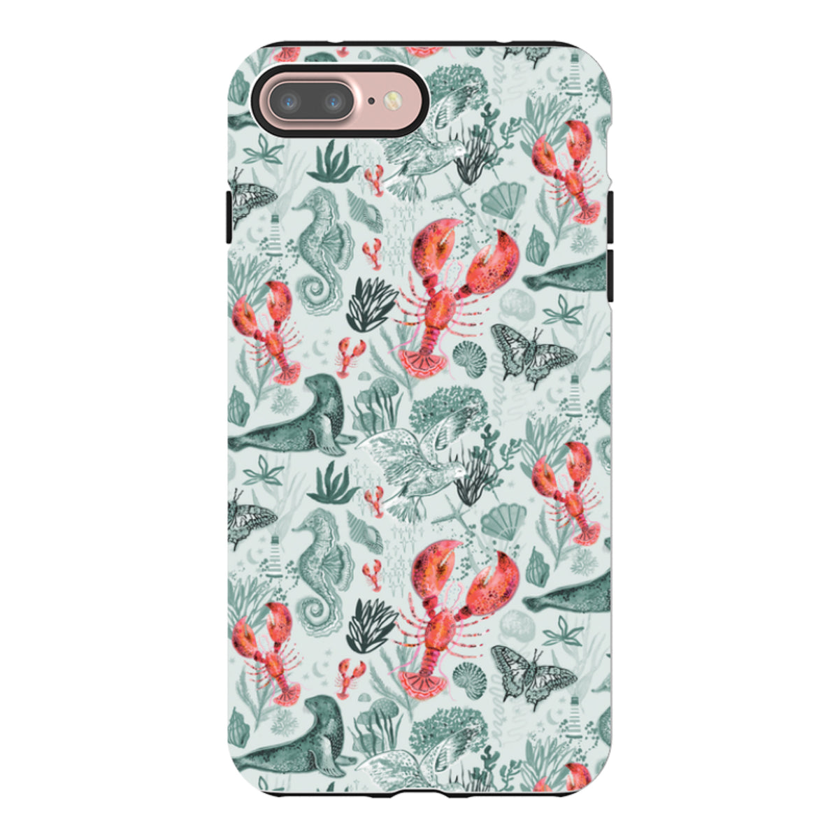 iPhone Tough Case – Türkisfarbene Robben und bezaubernde Hummer von Emma Frances Grant