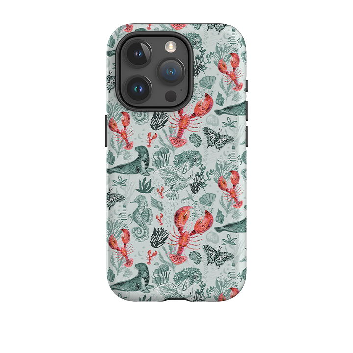 iPhone Tough Case - Teal Seals and Lovely Lobsters By Emma Frances Grant