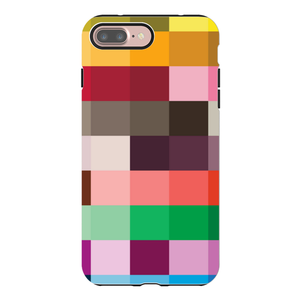 iPhone Tough Case featuring a vibrant, high-definition grid of multicolored squares with a durable dual-layer design.
