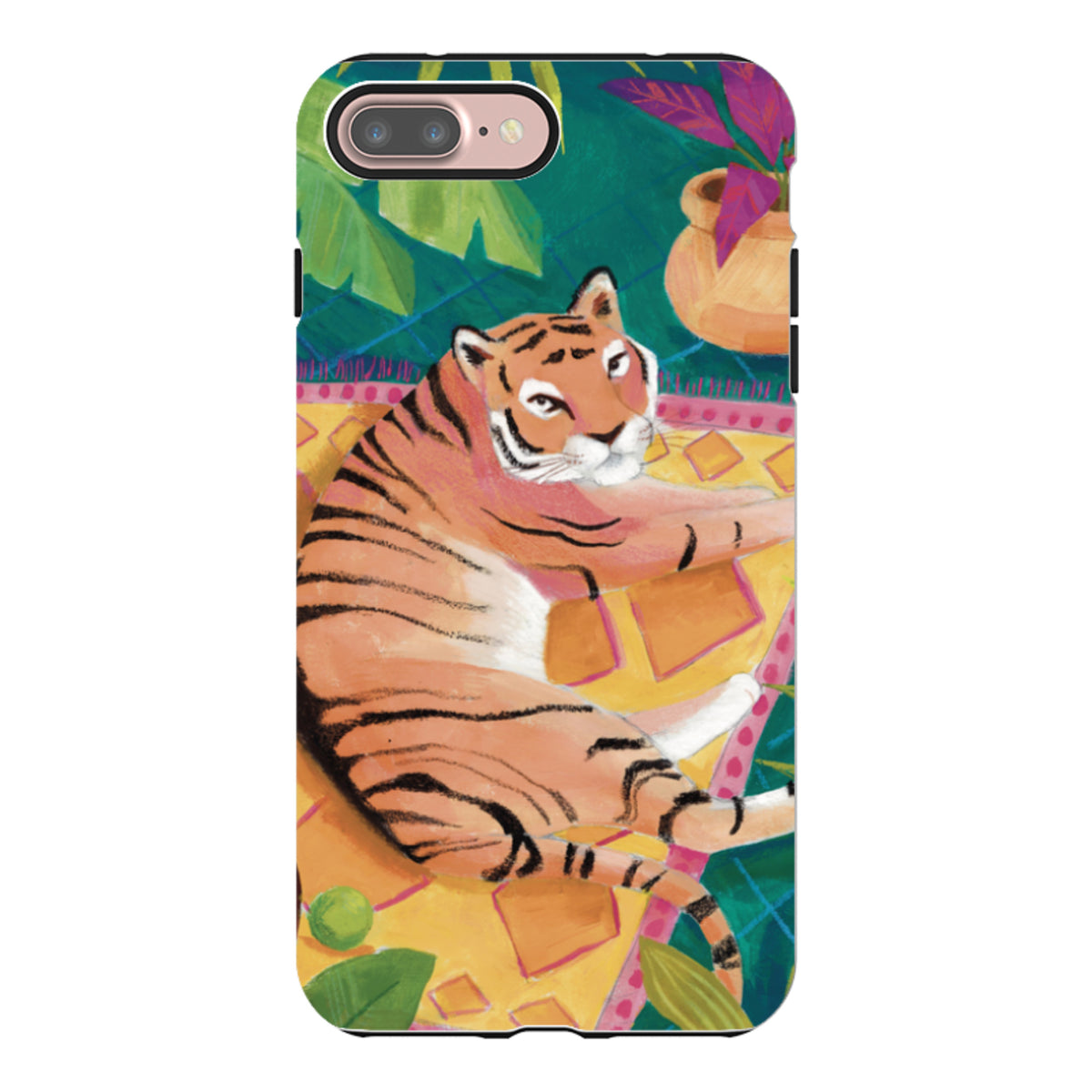 iPhone Tough Case - Tiger In Palms By Bex Parkin