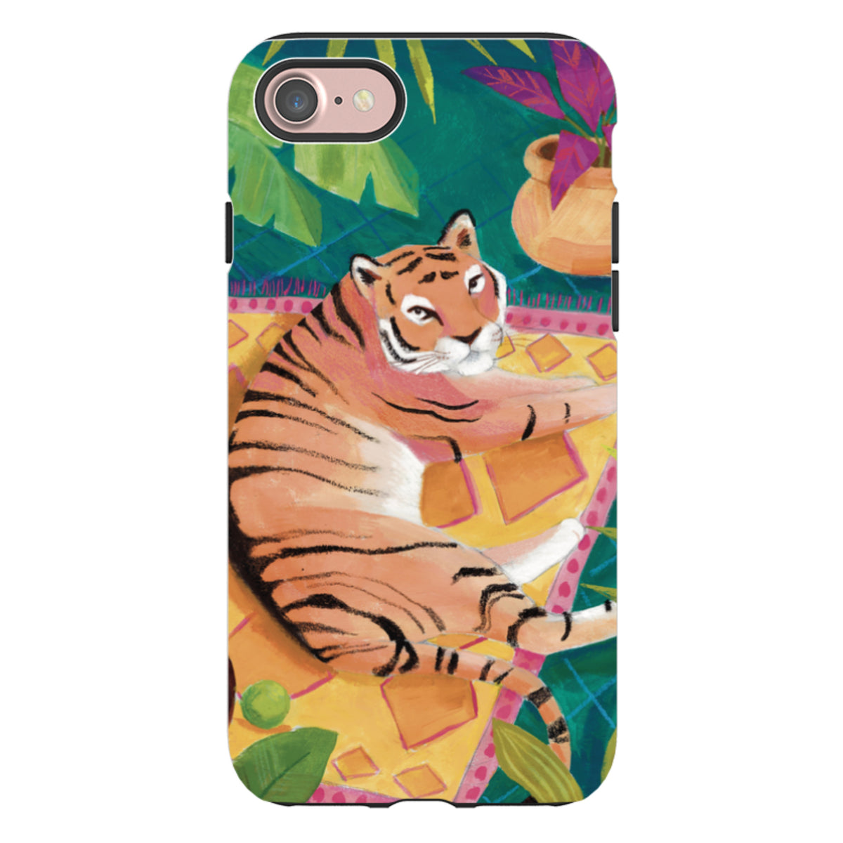 iPhone Tough Case - Tiger In Palms By Bex Parkin