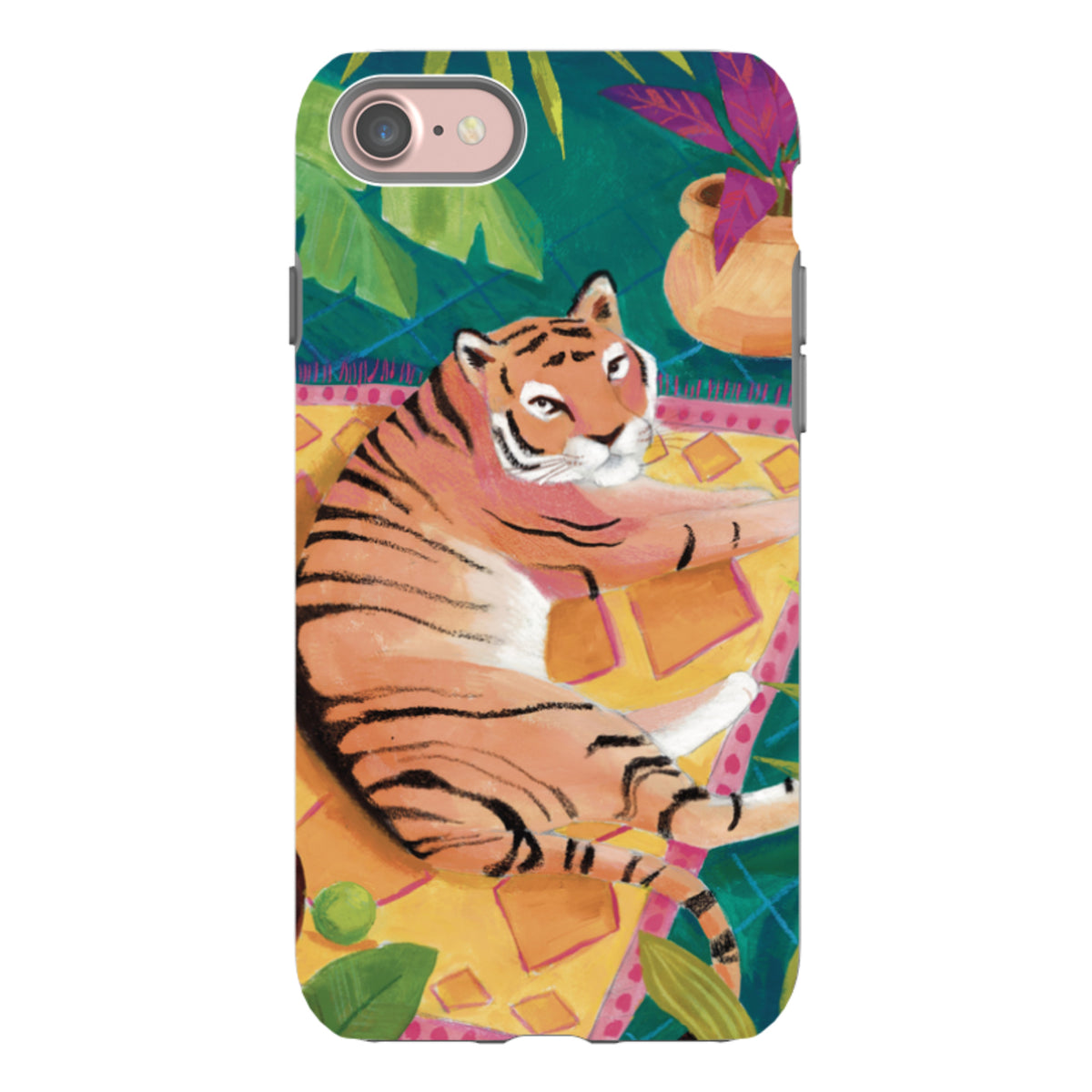iPhone Tough Case - Tiger In Palms By Bex Parkin