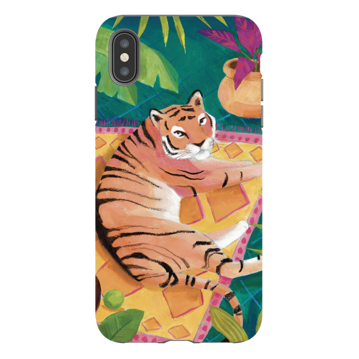 iPhone Tough Case - Tiger In Palms By Bex Parkin