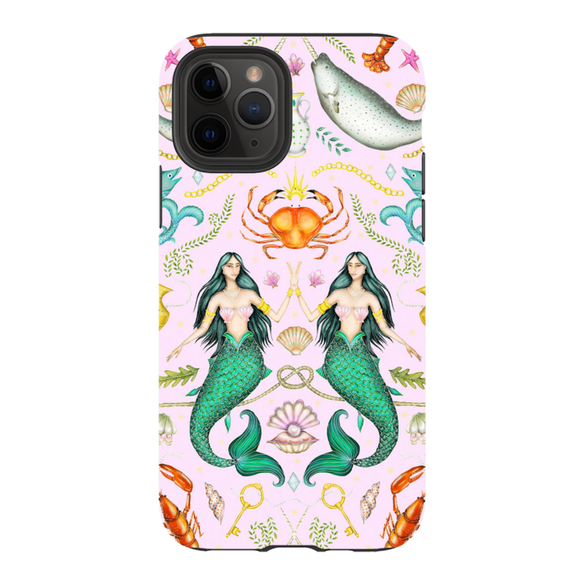 iPhone Tough Case - Tritons Treasure Pink By Catherine Rowe