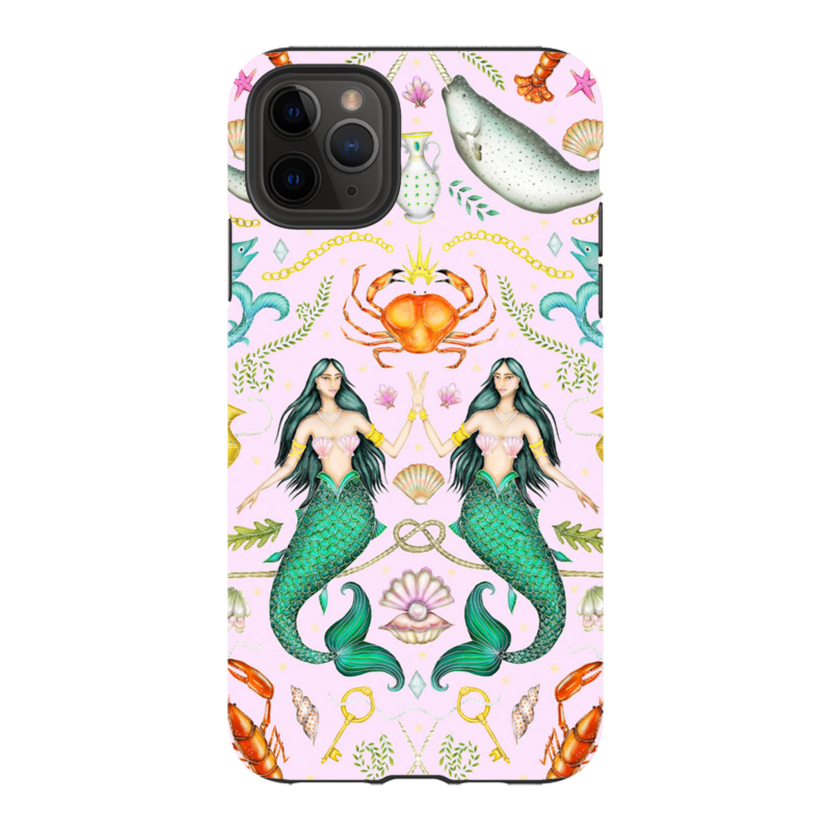 iPhone Tough Case - Tritons Treasure Pink By Catherine Rowe
