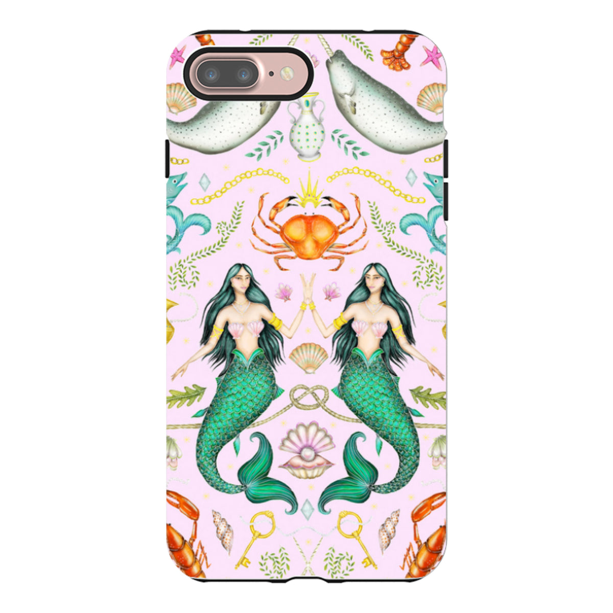 iPhone Tough Case - Tritons Treasure Pink By Catherine Rowe