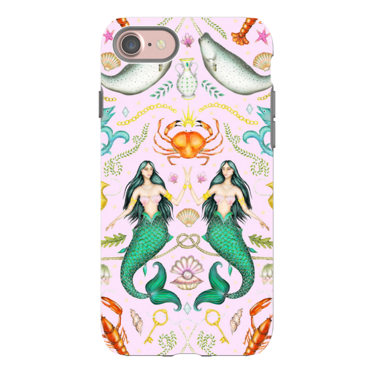 iPhone Tough Case - Tritons Treasure Pink By Catherine Rowe