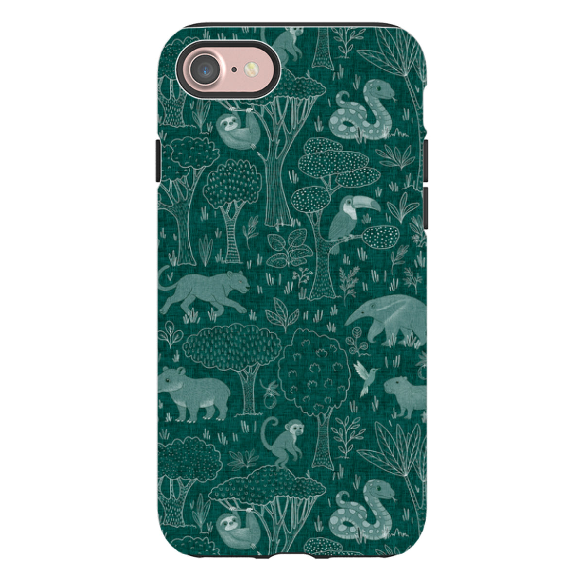 iPhone Tough Case - Tropical Jungle Animals teal By Katherine Quinn