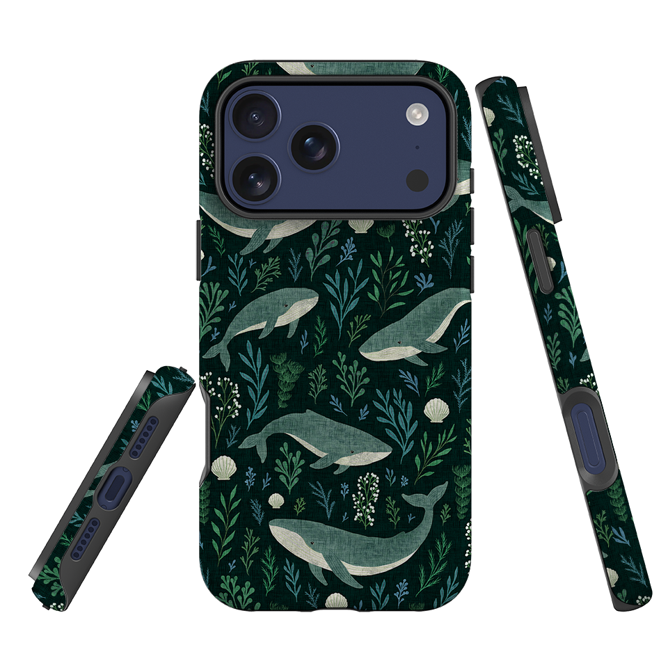 iPhone Tough Case - Whale garden black By Katherine Quinn