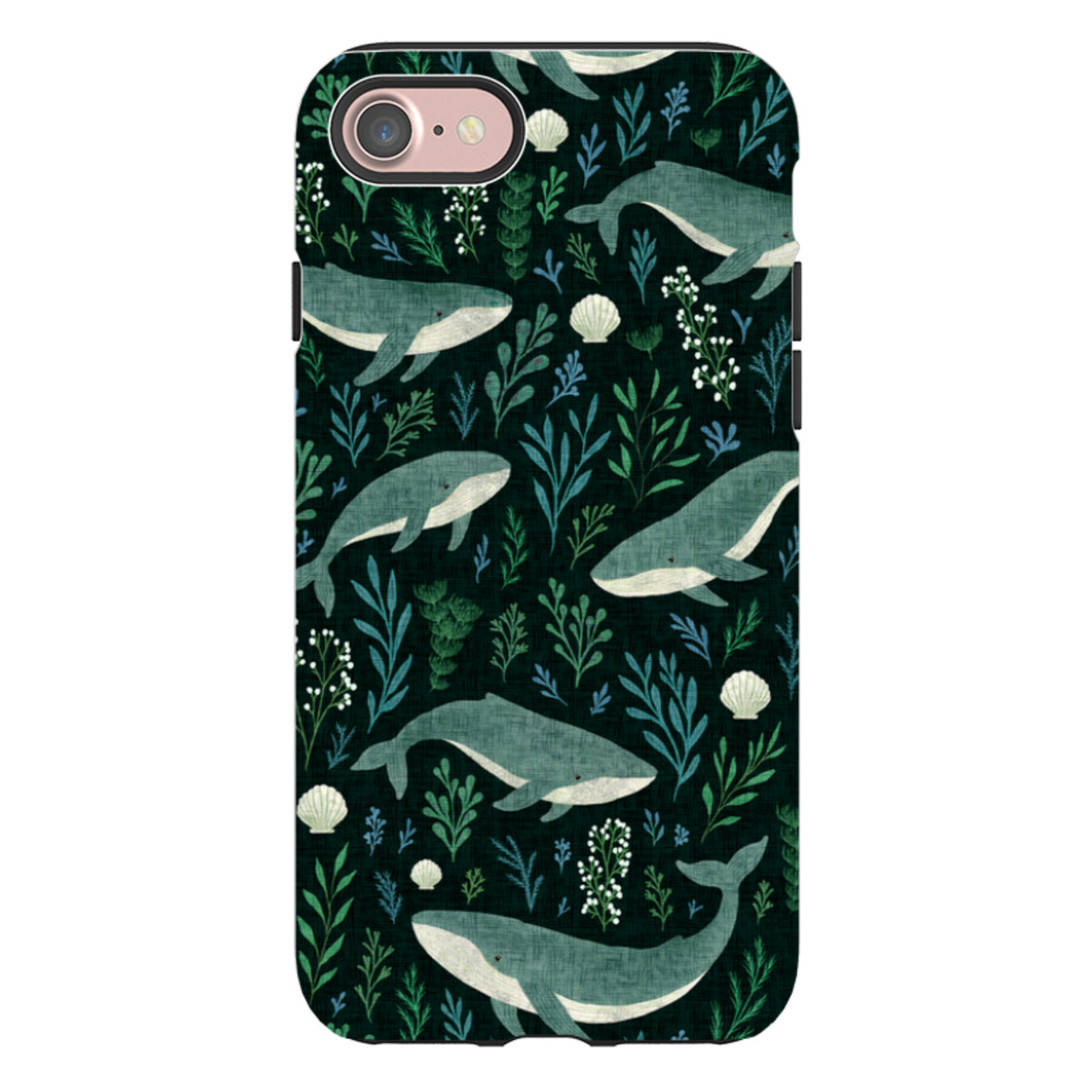 iPhone Tough Case - Whale garden black By Katherine Quinn