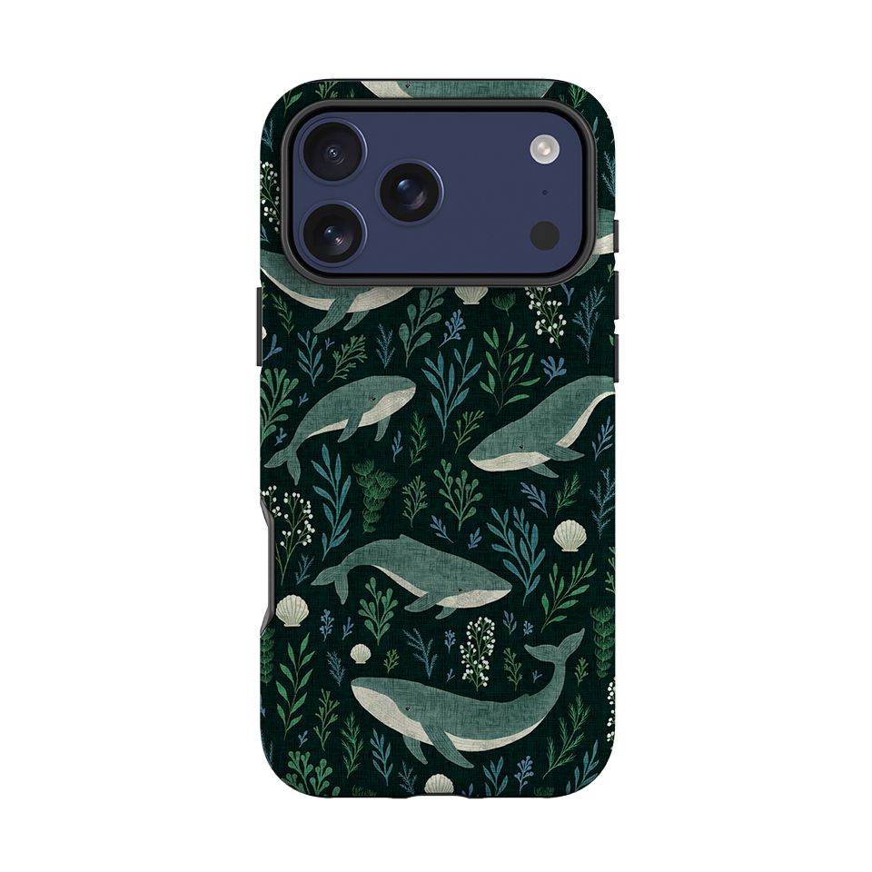 iPhone Tough Case - Whale garden black By Katherine Quinn