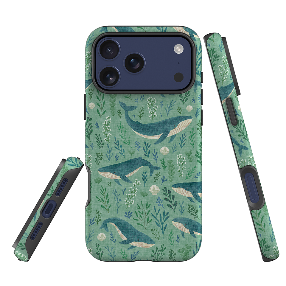 iPhone Tough Case - Whale garden blue By Katherine Quinn