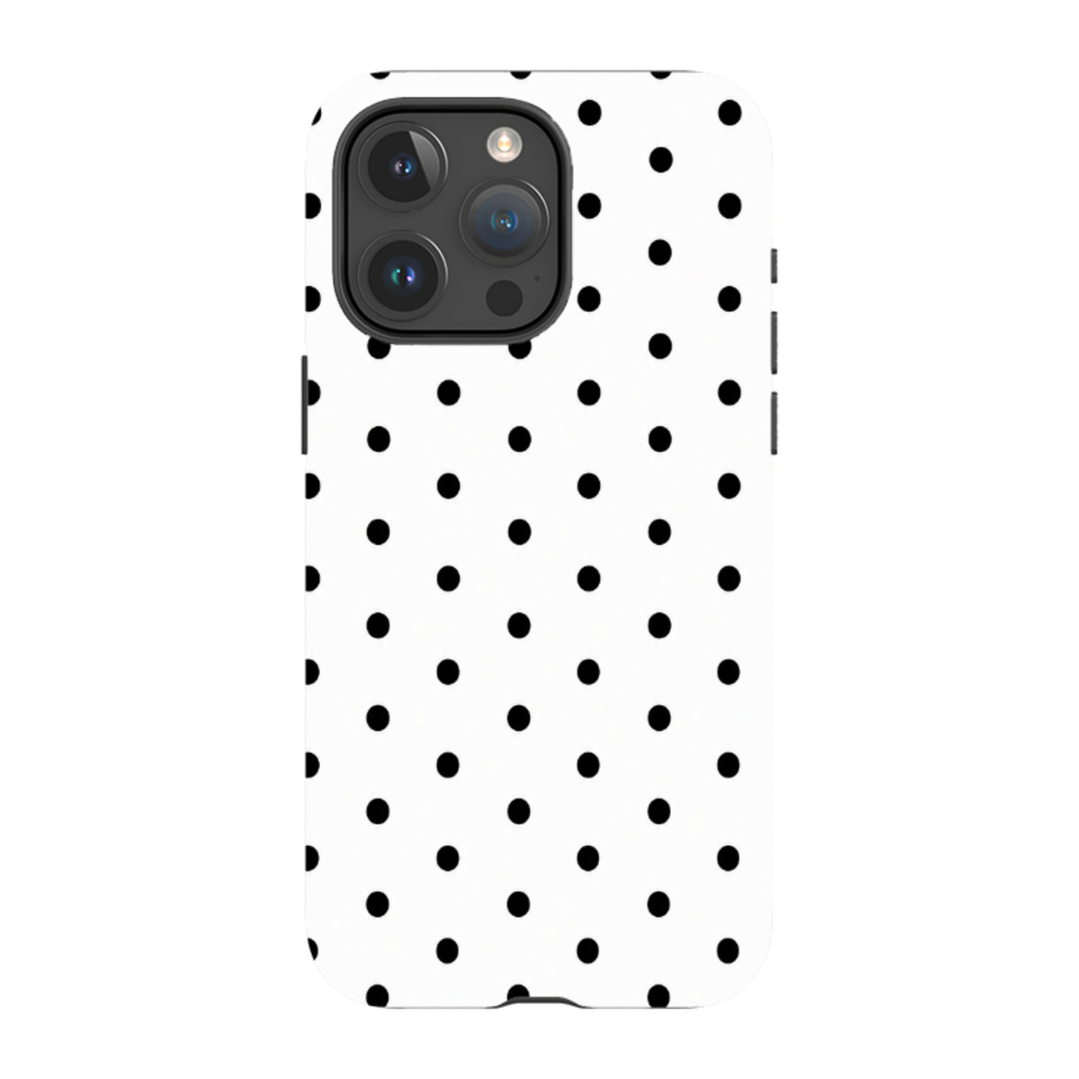 iPhone Tough Case - White & Black Polka Dot