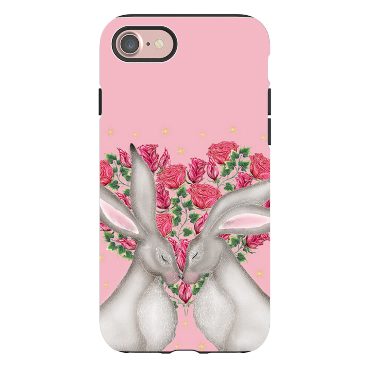 iPhone Tough Case - White Hares Rose Heart By Catherine Rowe