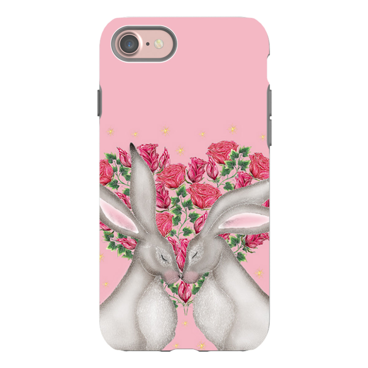 iPhone Tough Case - White Hares Rose Heart By Catherine Rowe