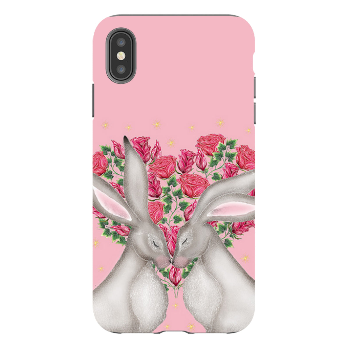 iPhone Tough Case - White Hares Rose Heart By Catherine Rowe