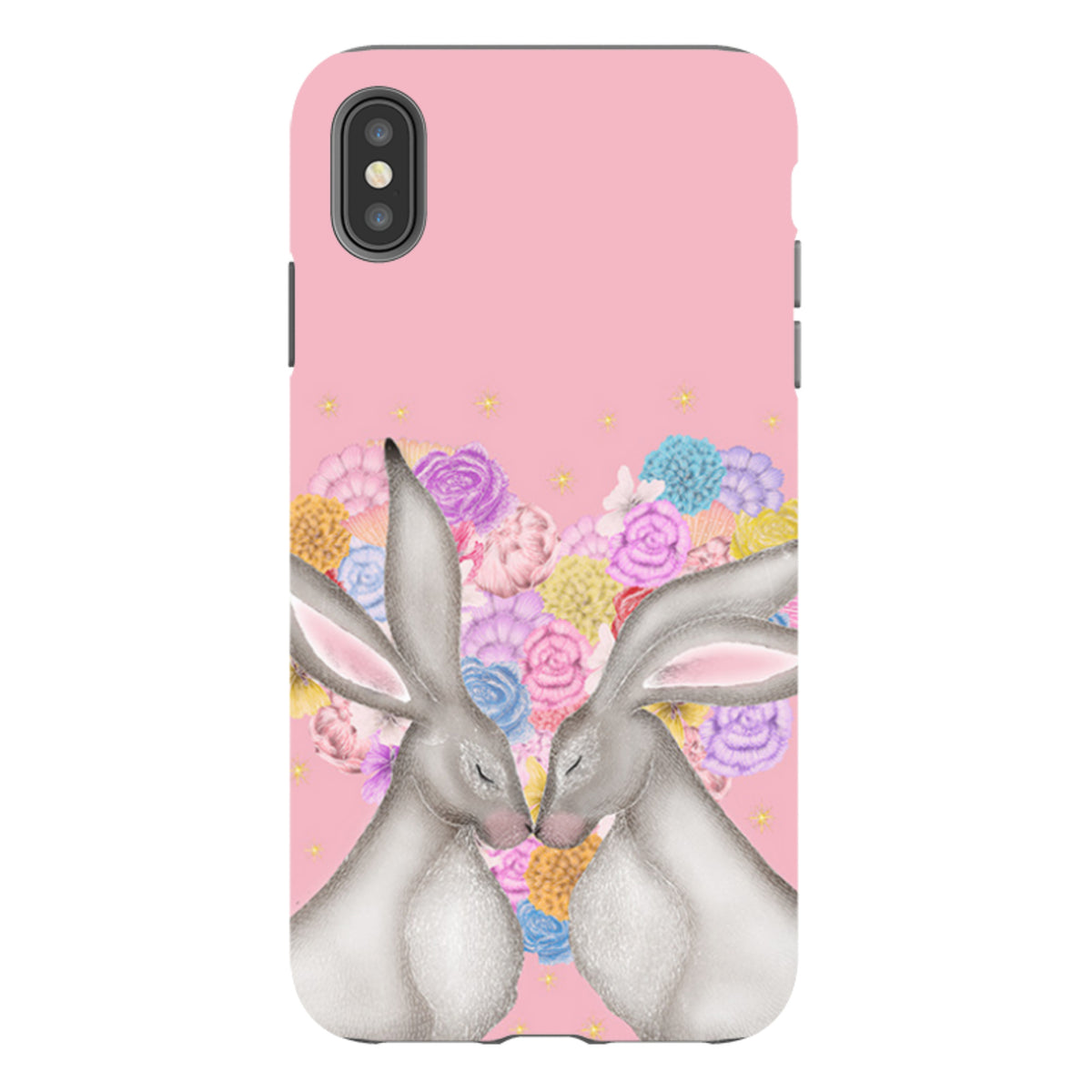 iPhone Tough Case - White Hares Rose Heart II By Catherine Rowe