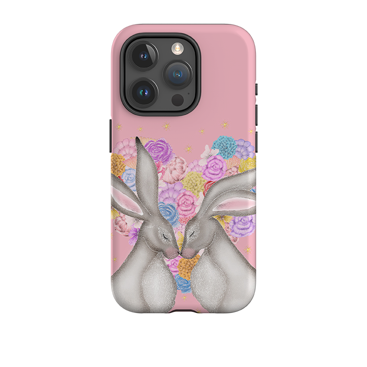 iPhone Tough Case - White Hares Rose Heart II By Catherine Rowe