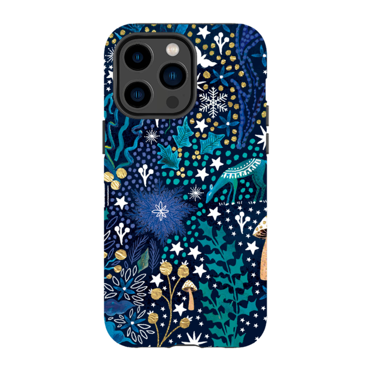 iPhone Tough Case - Winter Flowers Teal By Emma Frances Grant