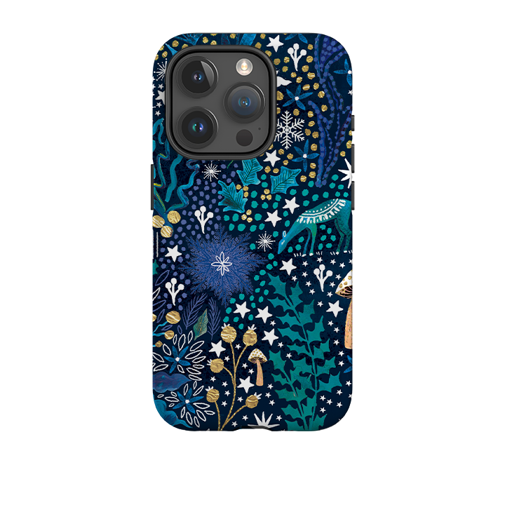 iPhone Tough Case - Winter Flowers Teal By Emma Frances Grant