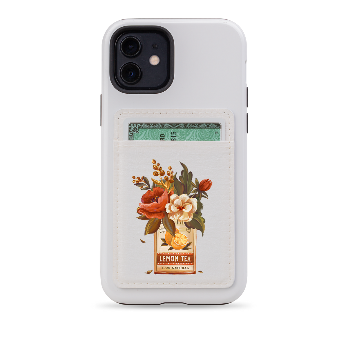 Lemon Tea Floral MagSafe Wallet- White