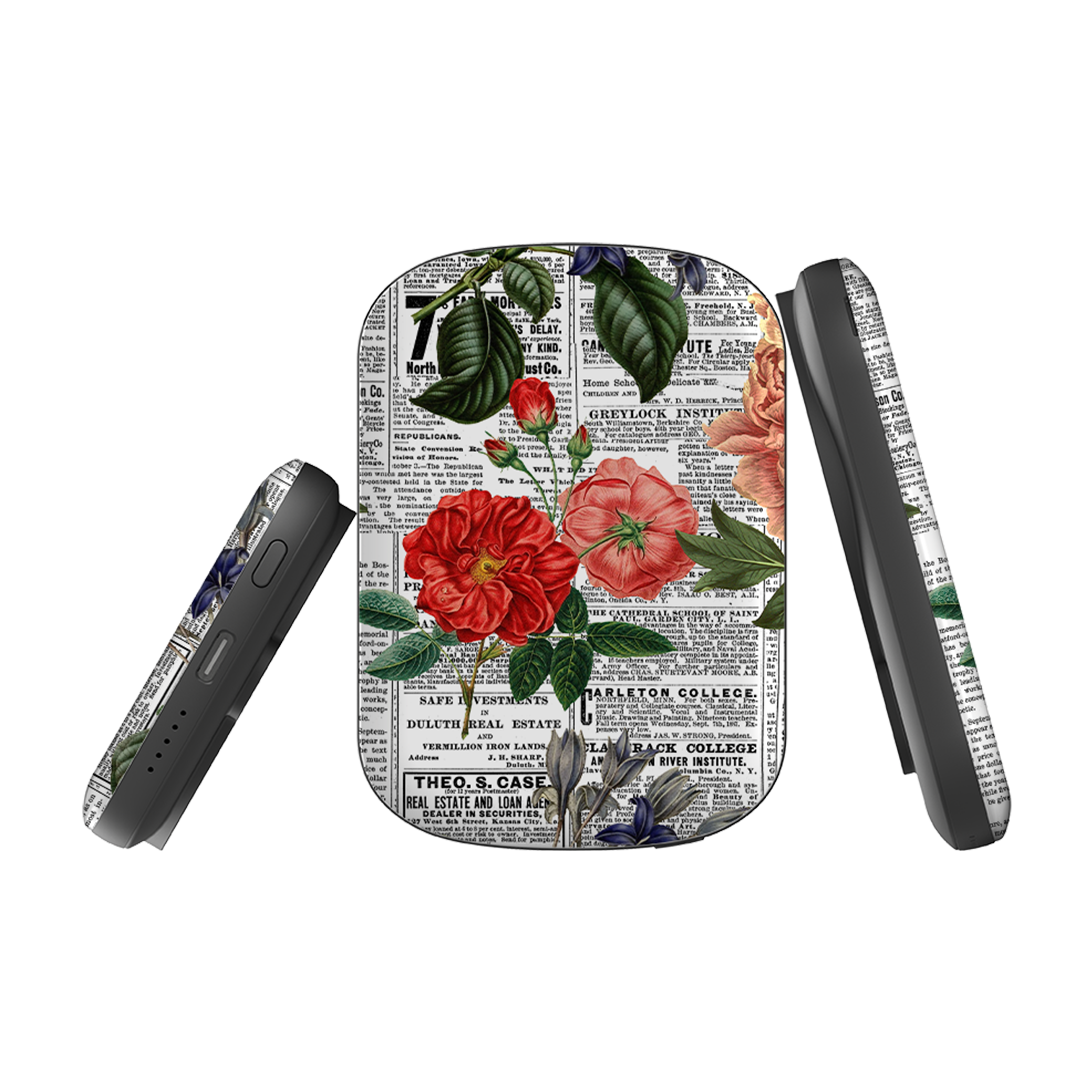 MagSafe Power Bank - Floral Newsprint