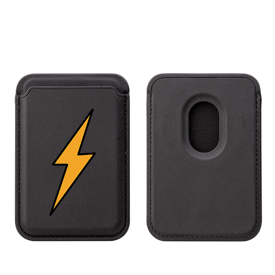Orange Bolt MagSafe Wallet- Black