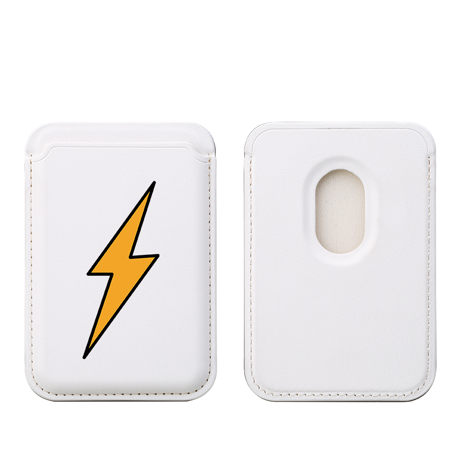 Orange Bolt MagSafe Wallet- White