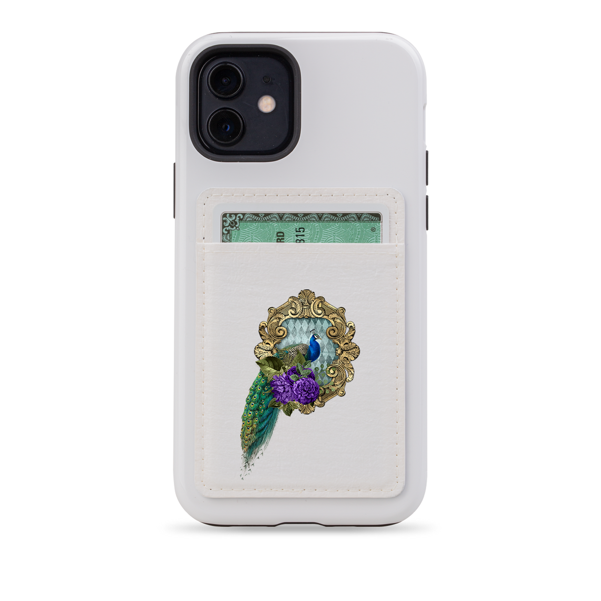Peacock Dreams II MagSafe Wallet- White