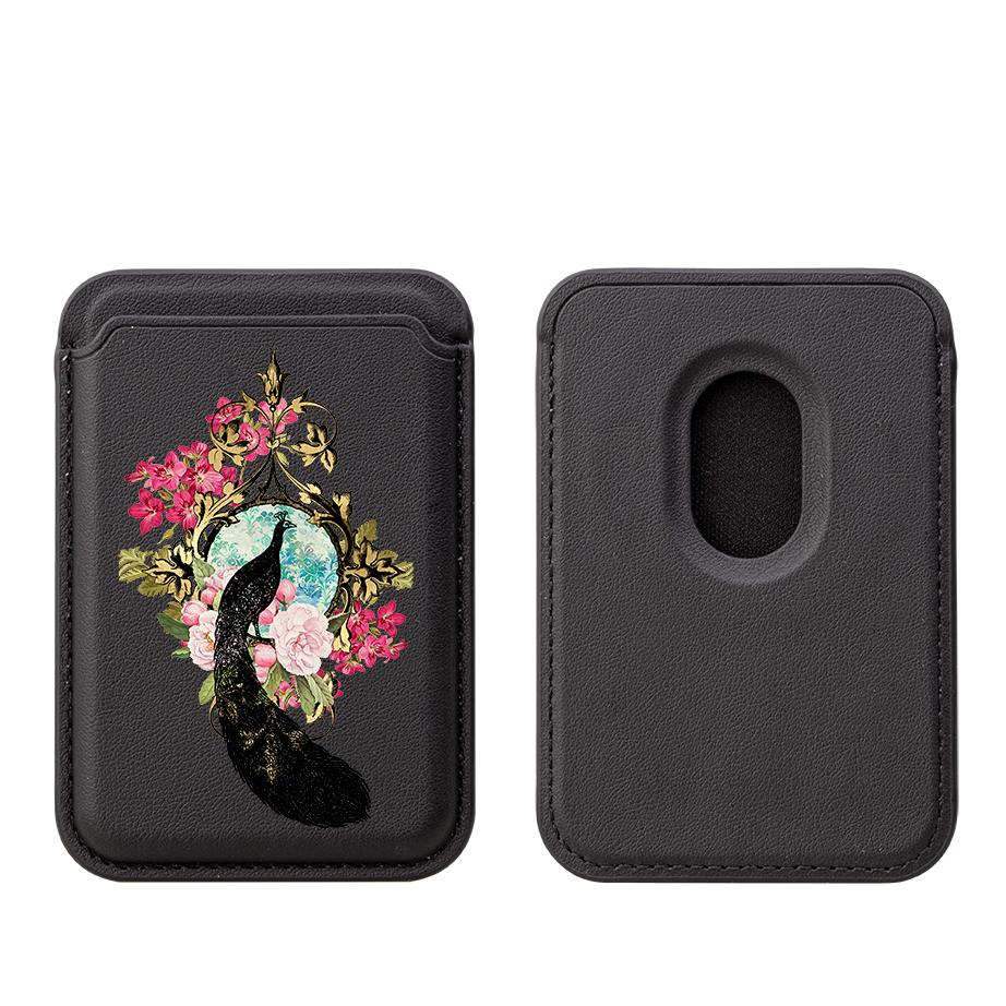 Peacock Dreams MagSafe-Brieftasche – Schwarz