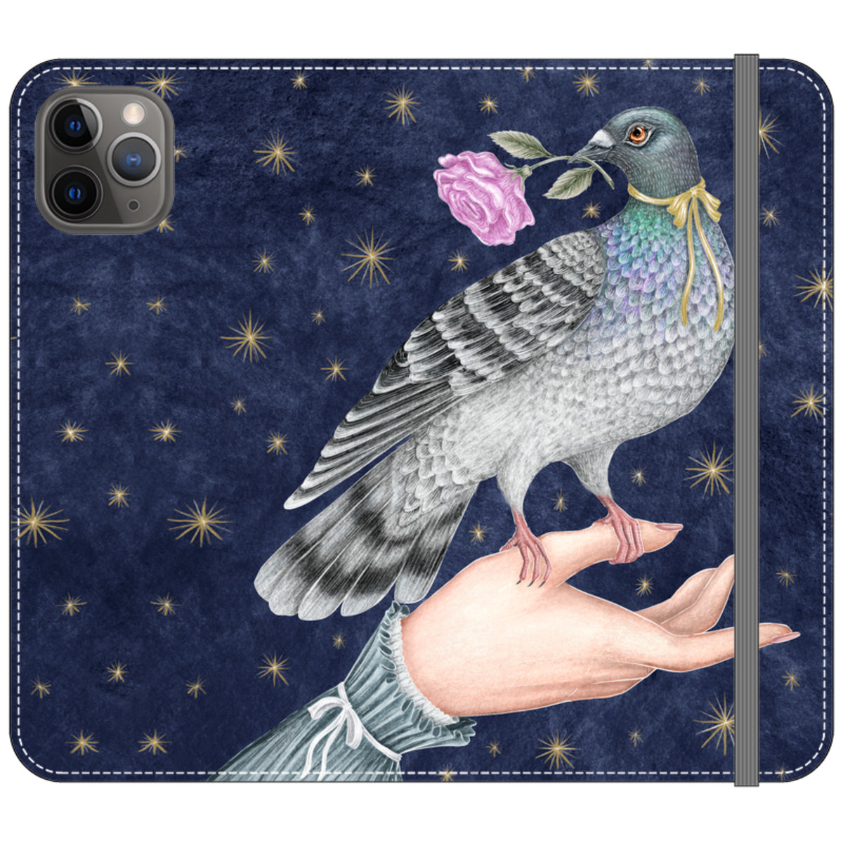 Pigeon With Rose Wallet Case By Catherine Rowe
