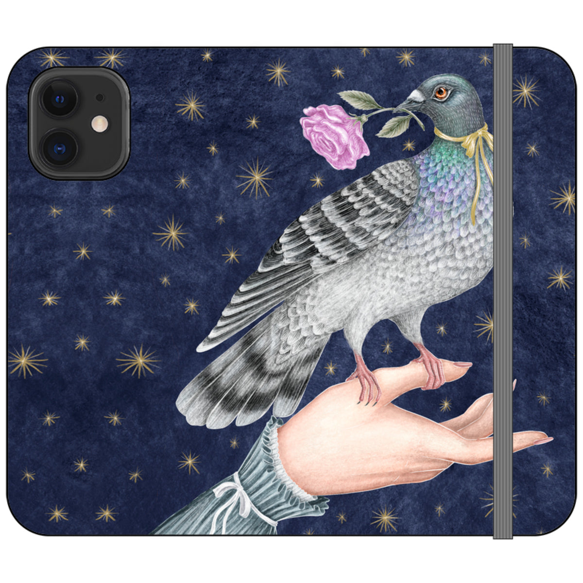 Pigeon With Rose Wallet Case By Catherine Rowe
