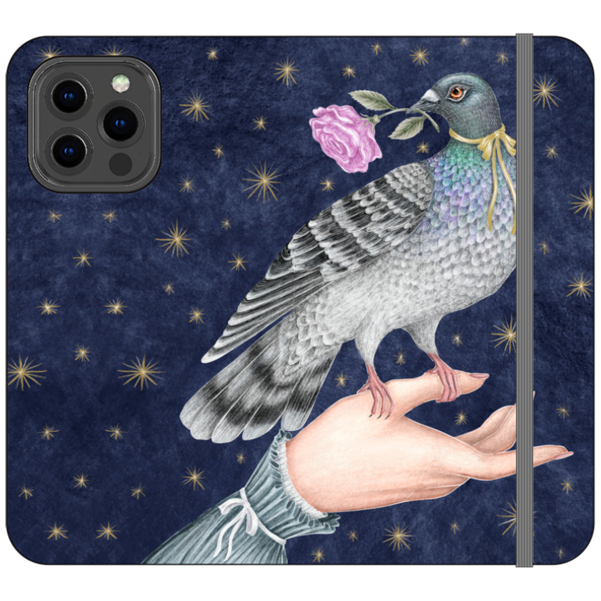 Pigeon With Rose Wallet Case By Catherine Rowe