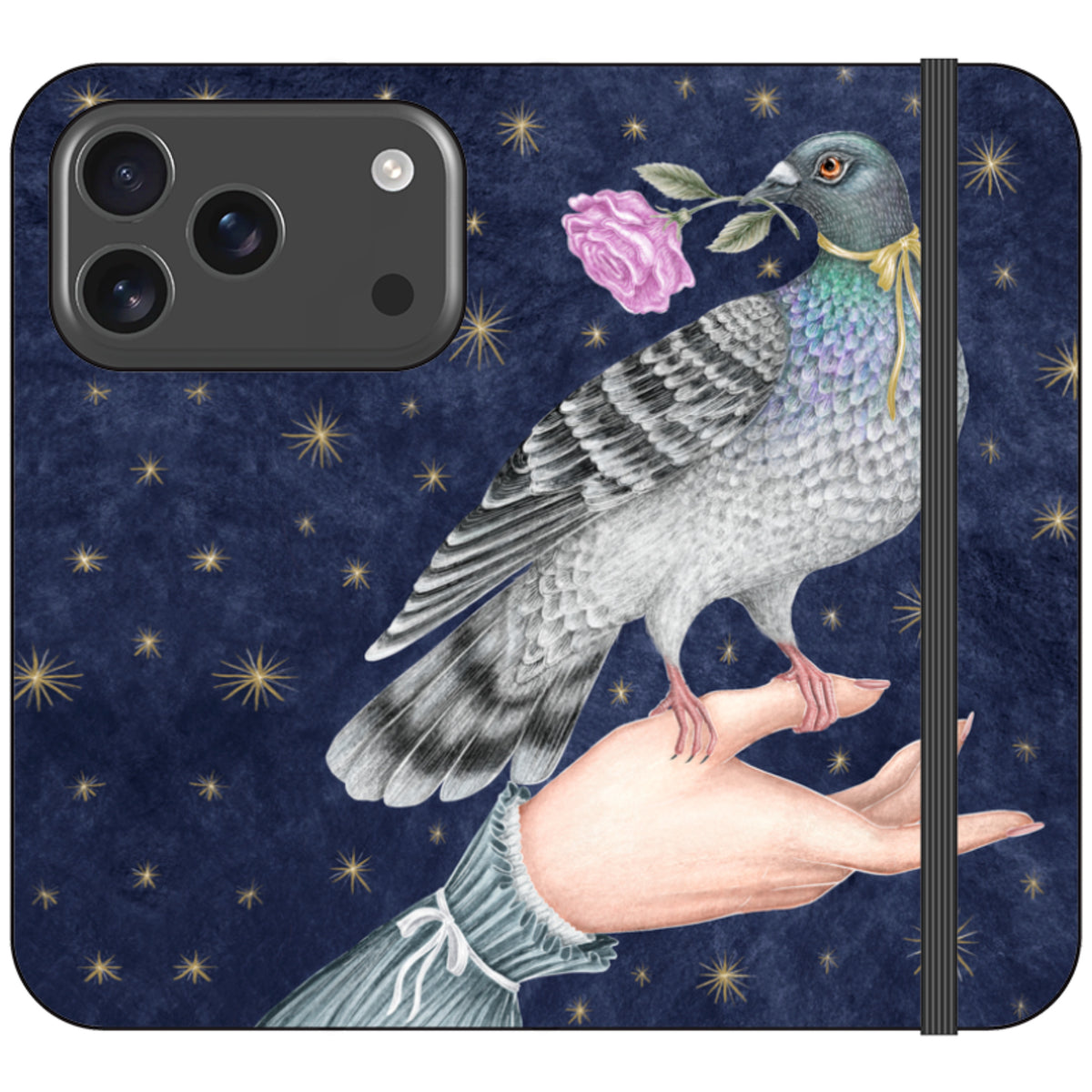 Pigeon With Rose Wallet Case By Catherine Rowe