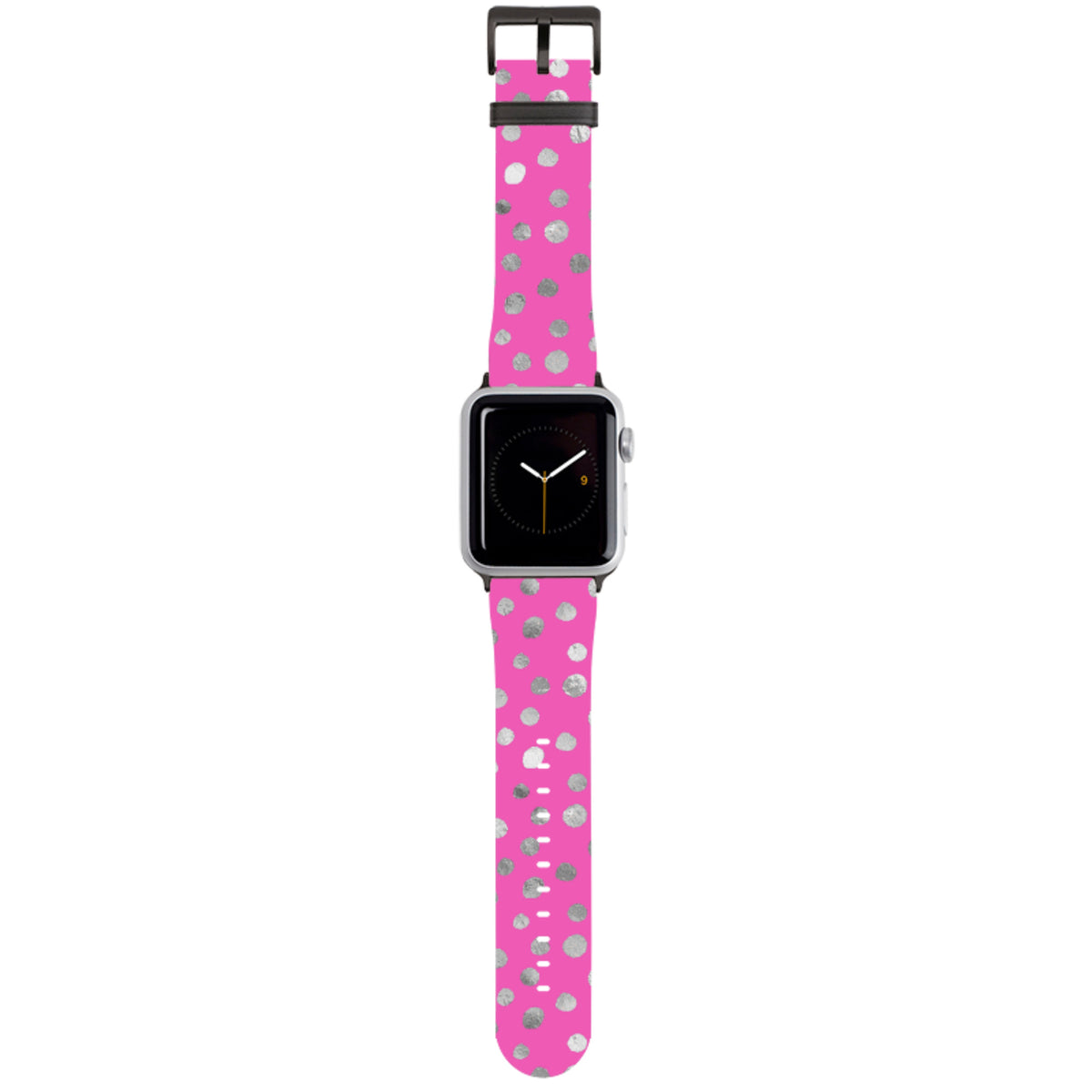 Pink-silbernes gepunktetes Apple Watch Armband