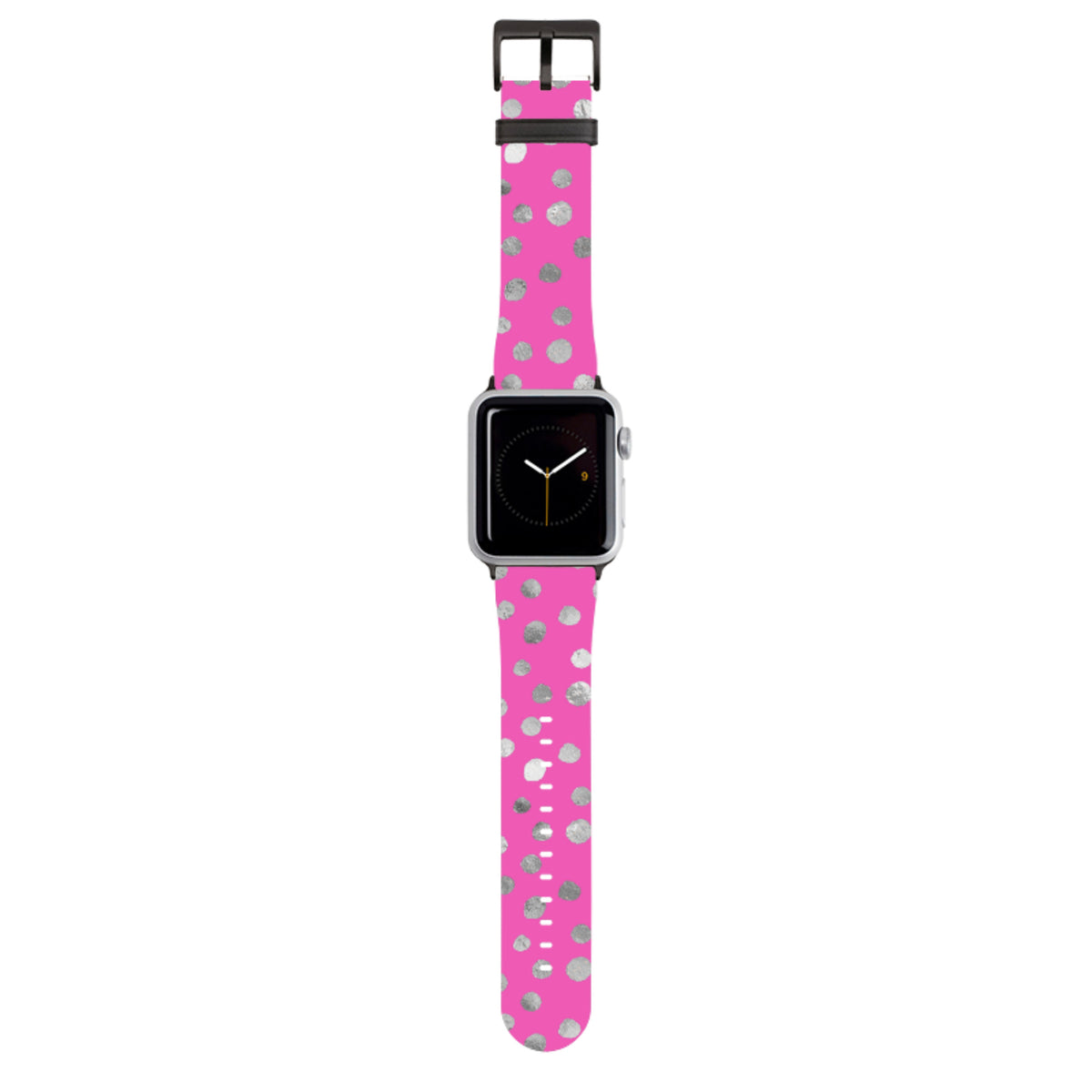 Pink-silbernes gepunktetes Apple Watch Armband